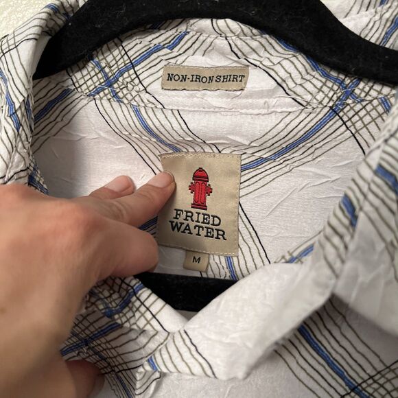 FRIED WATER Vintage Textured Crinkle Western Long Sleeve No Iron Button Down- M - Picture 5 of 9